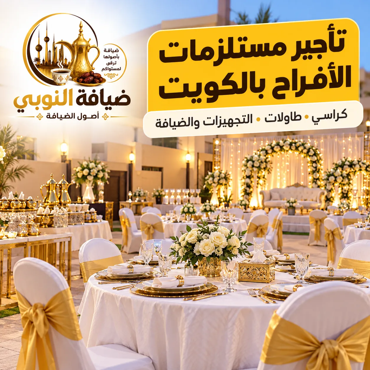 تأجير مستلزمات الأفراح بالكويت من كراسي وطاولات وتجهيزات الضيافة