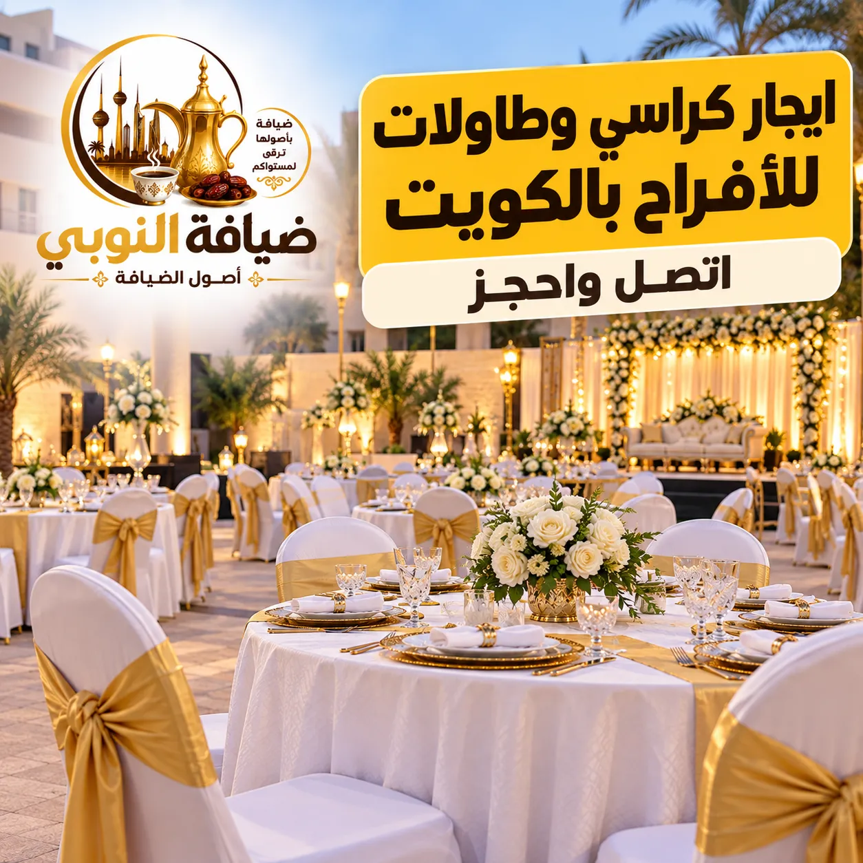 ايجار كراسي وطاولات للأفراح بالكويت وتجهيز مناسبات الزفاف